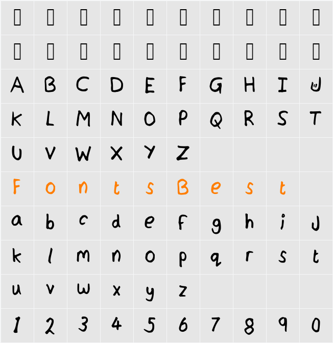 JordFont Character Map