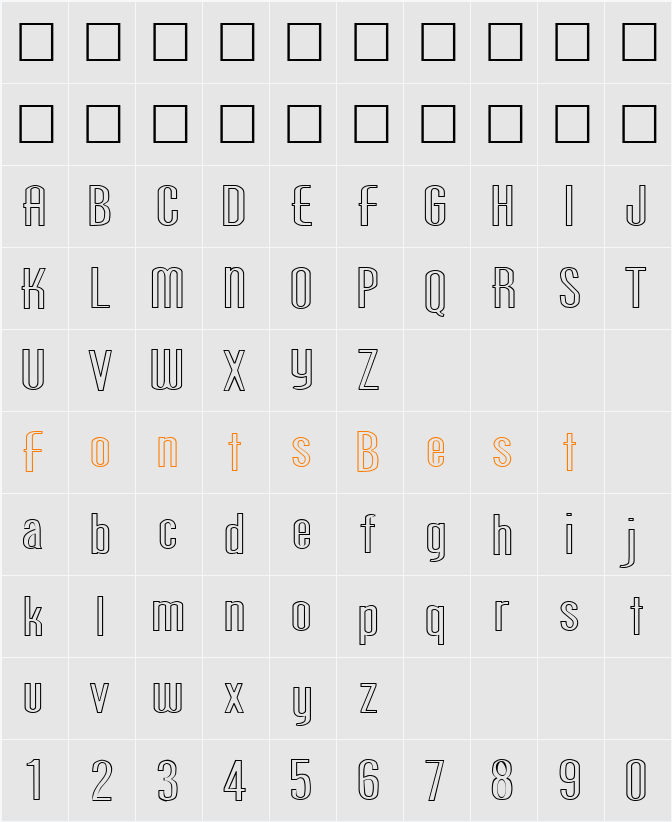 FZ BASIC 49 HOLLOW EX Character Map