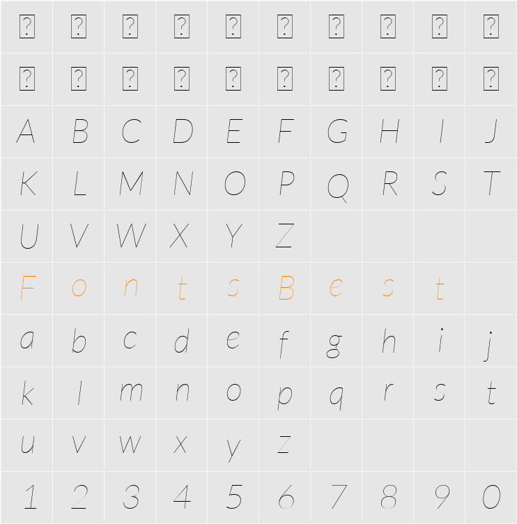 Lato Hairline Character Map