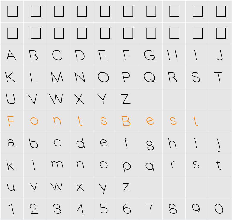PhinsterLeftyFine Character Map