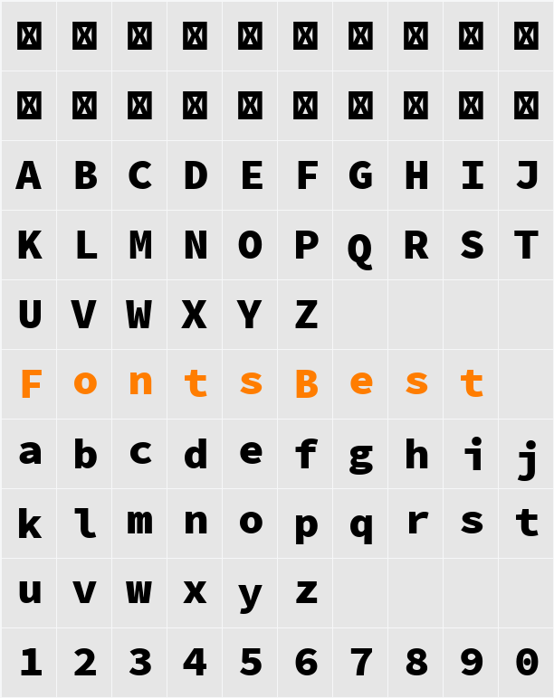Source Code Pro Black Character Map