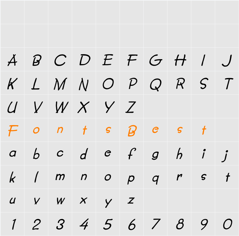 Lumparsky Italic Character Map