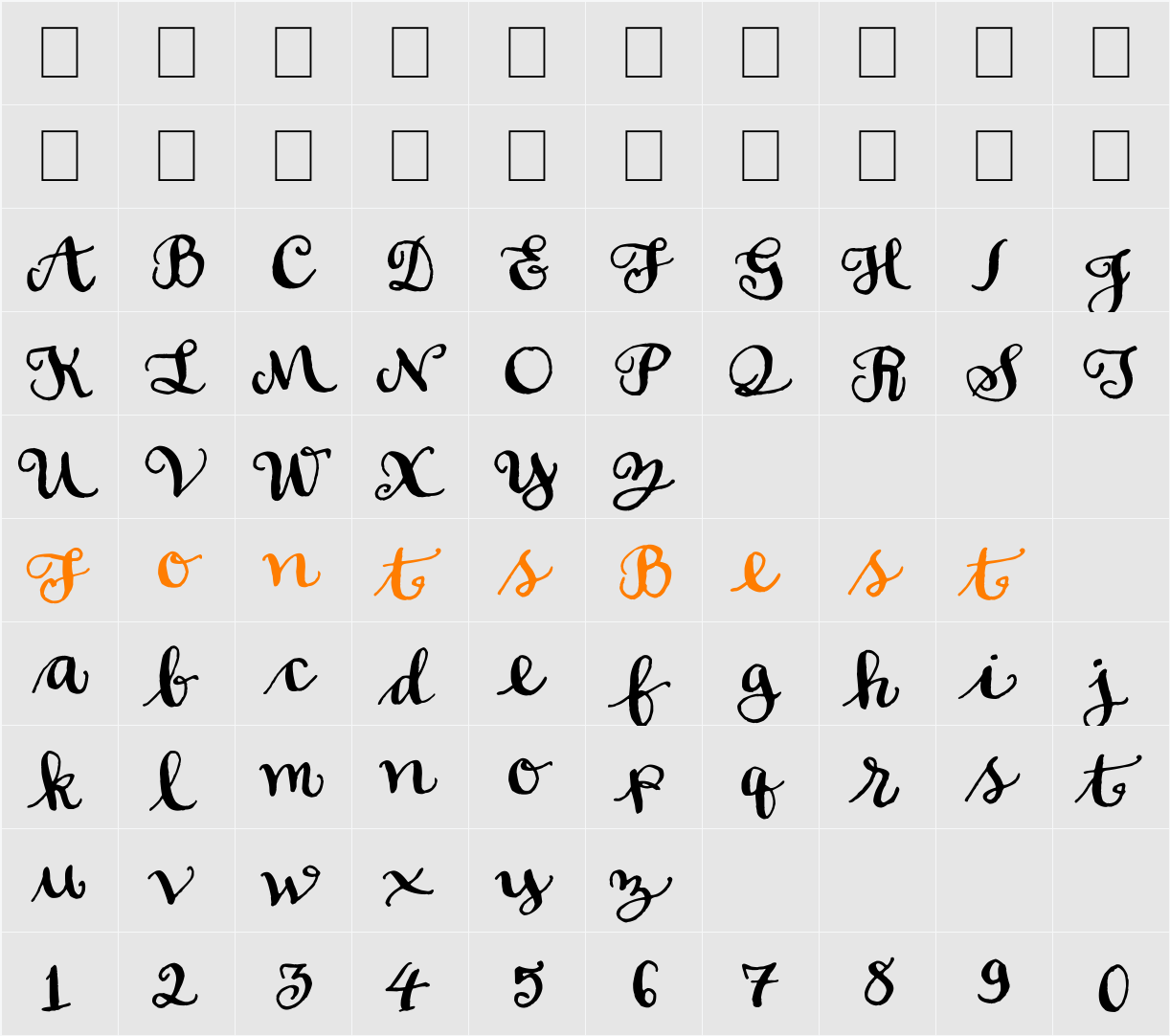 Soft Script Character Map