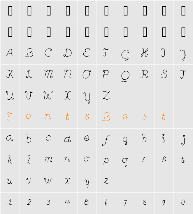 Rainbowbitch2 Character Map