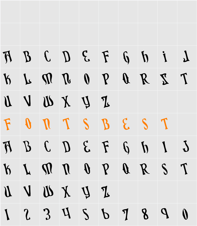 Xiphos Rotated Character Map