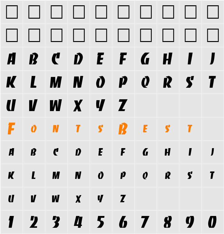 TOINETTE Character Map