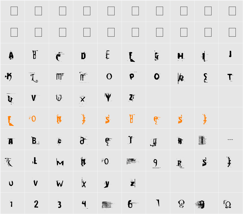 Cocaine Sans Character Map