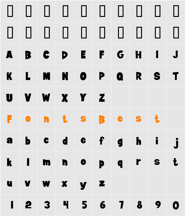 JiffyLight Character Map