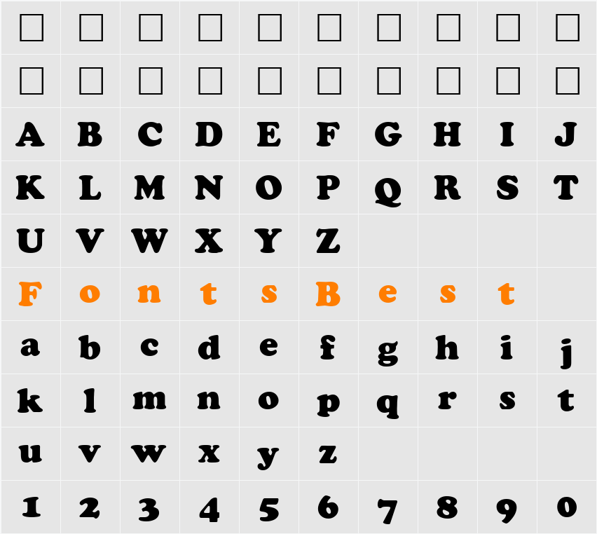 PT Cozy Character Map