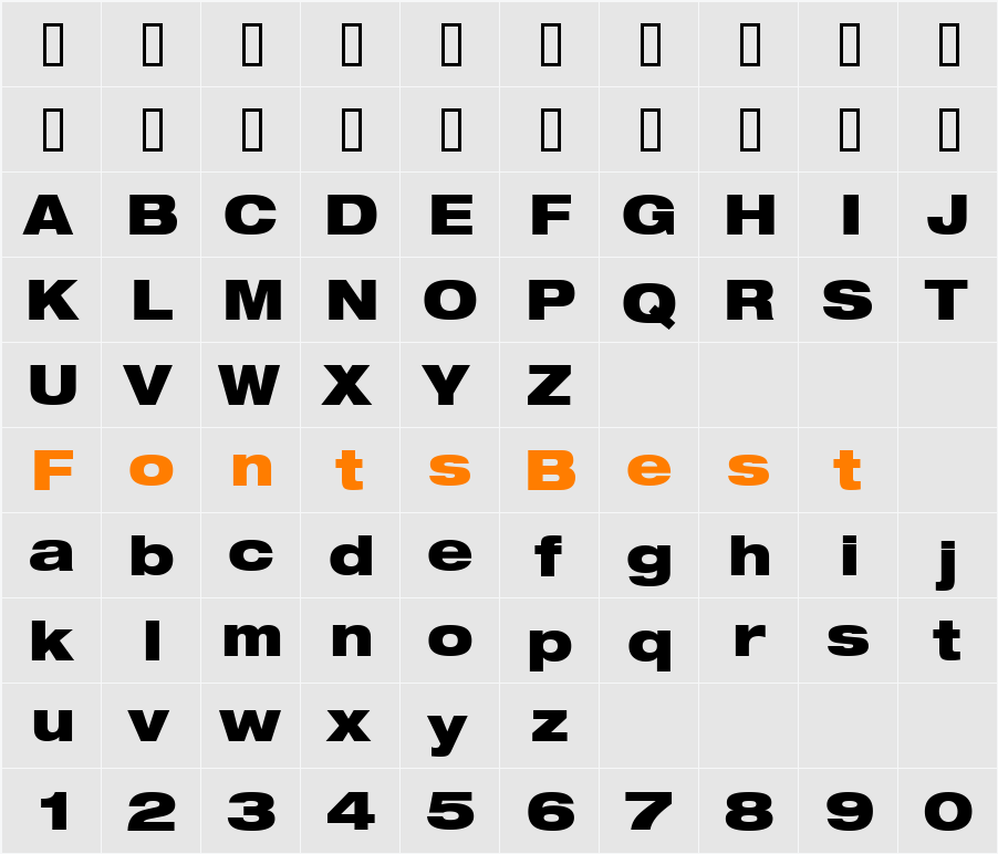 HelveticaNeue LT 93 BlackEx Character Map