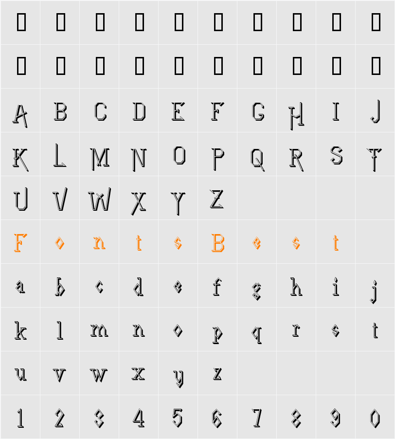 LineDriveShadow Character Map