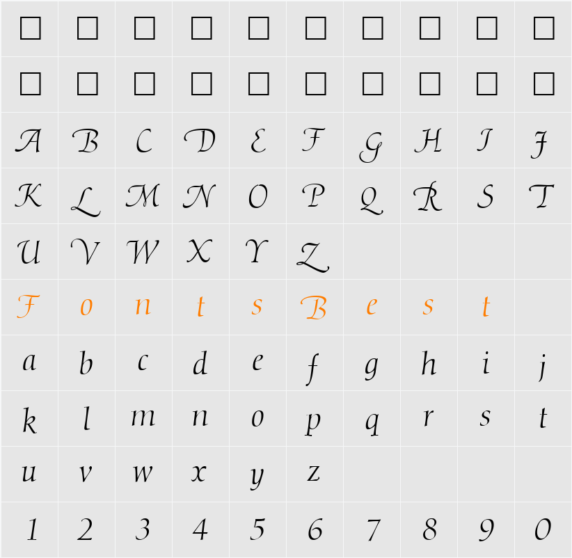 DioscurSwash Character Map