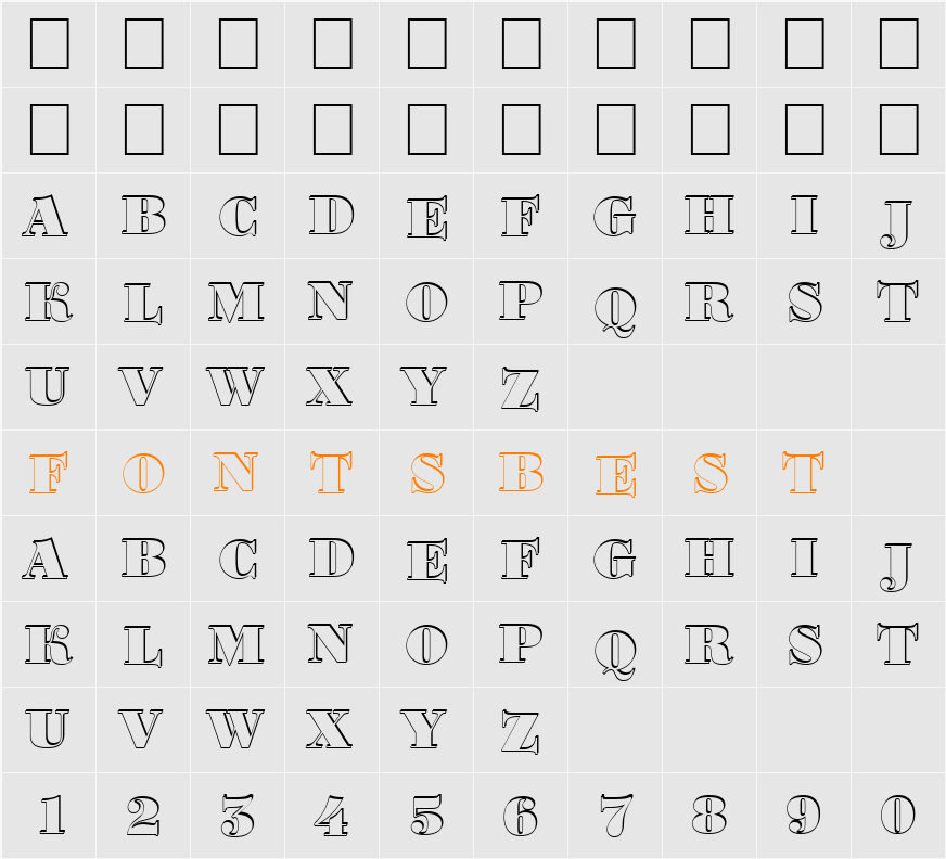 a_BodoniOrtoTitulSh Character Map