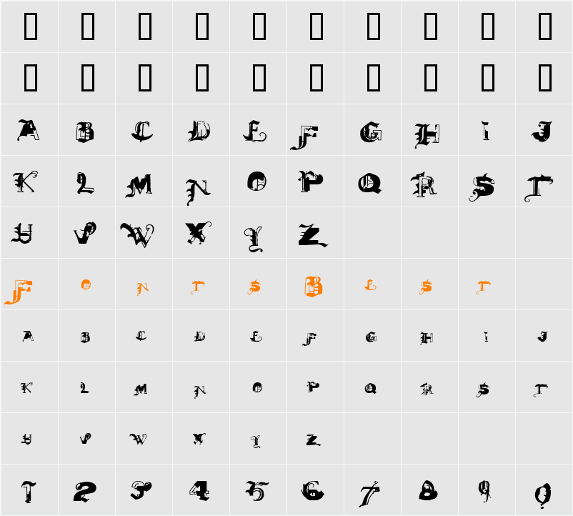 DeathMix Character Map