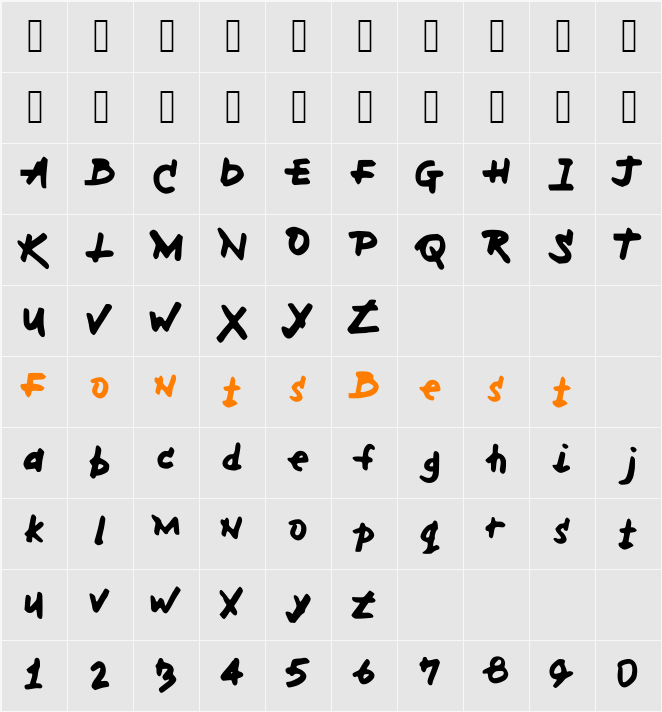 MH_Font Character Map