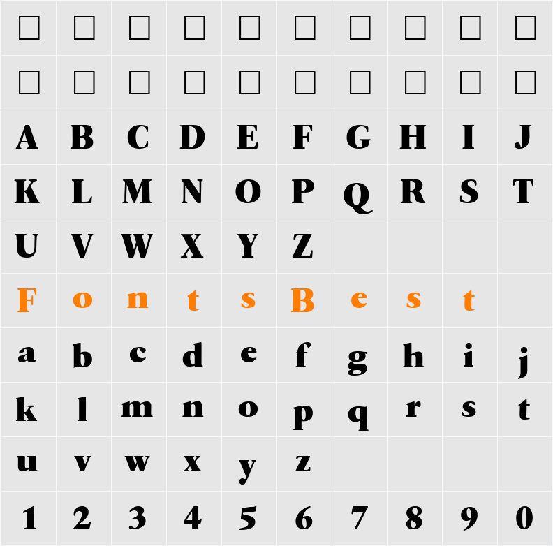 QuartoExtrabold Character Map