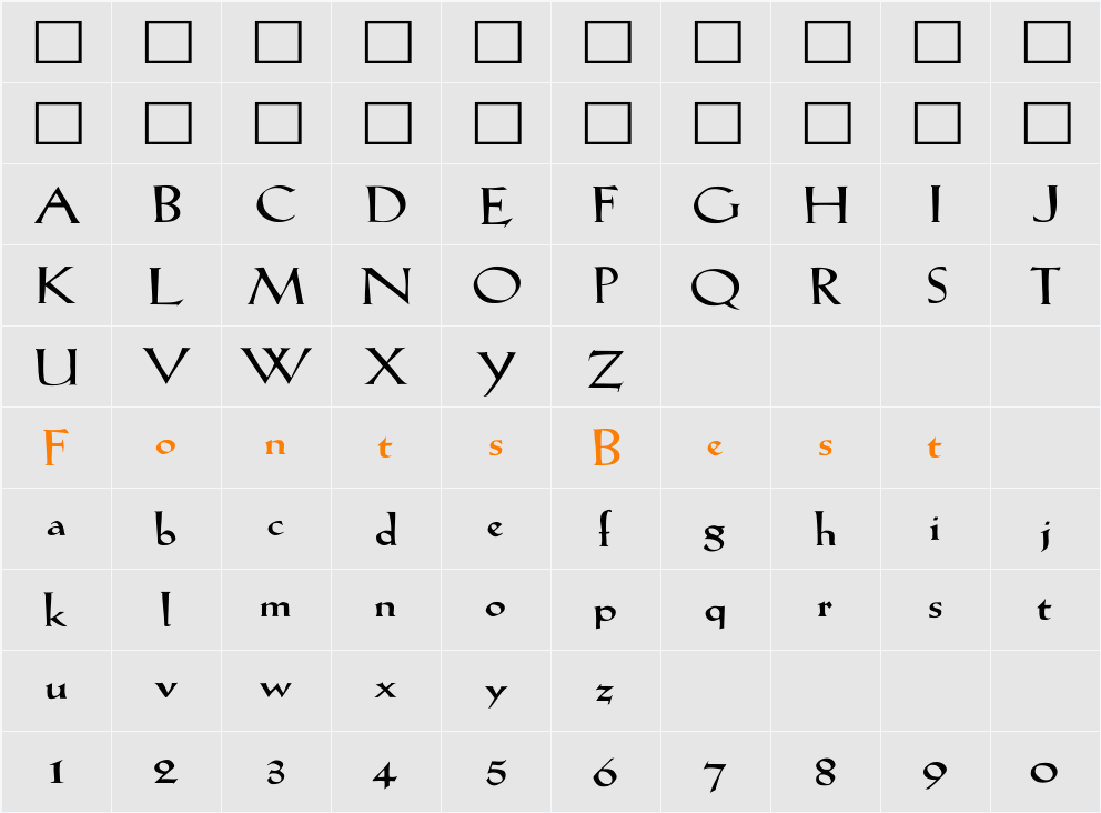LilHvy Wd Character Map