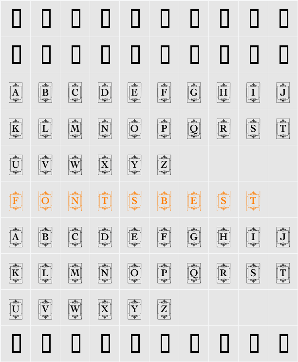 KR Deco Caps One Character Map