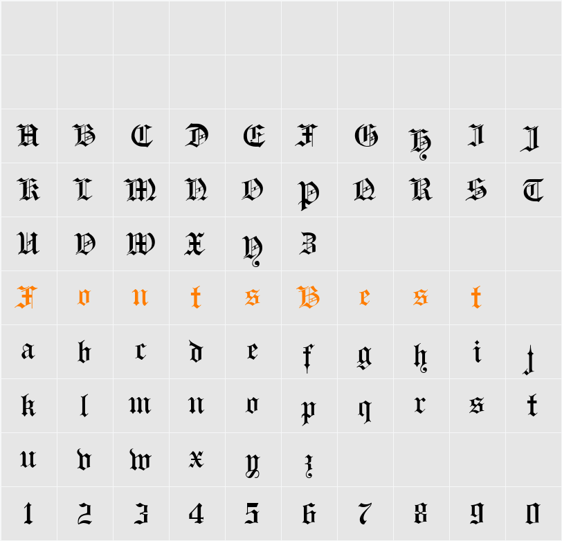 GutenbergGothic Character Map