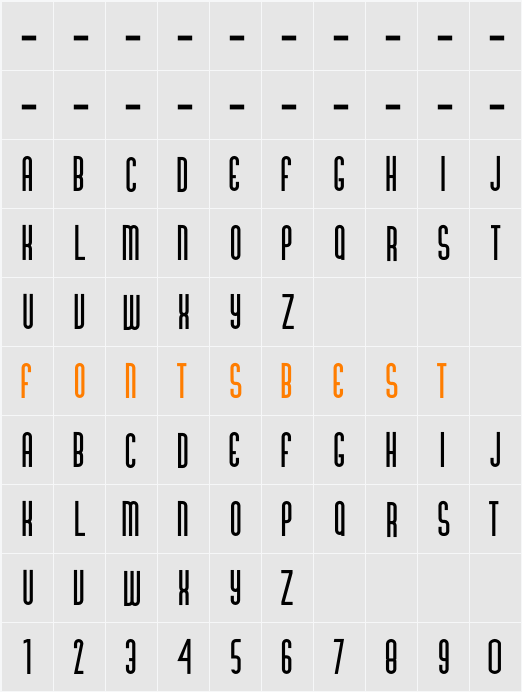 Gabba All Caps Regular Character Map