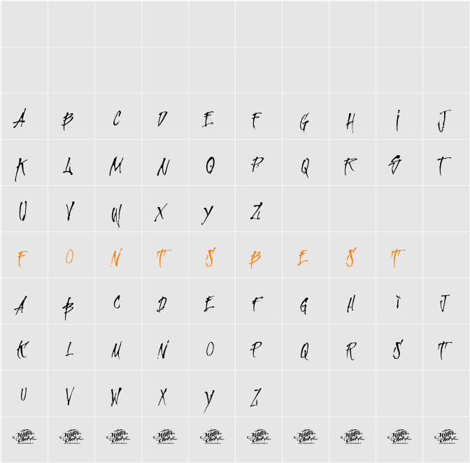 MCF Revolution ink Character Map