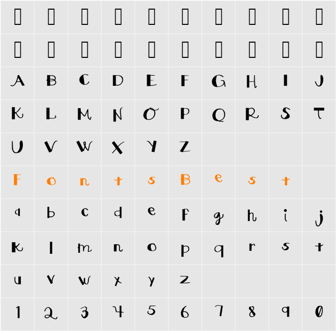 Square Curves Character Map