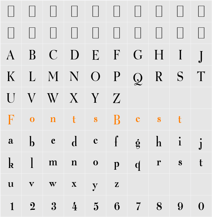 Luciano-Condensed Character Map