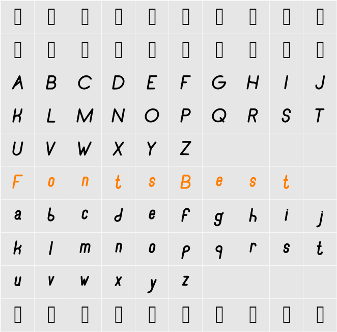 RecinosScript BoldItalic Character Map