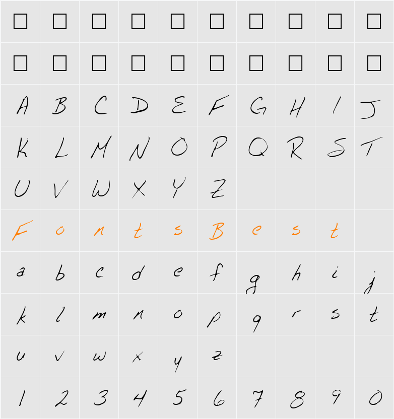 Loublue Character Map