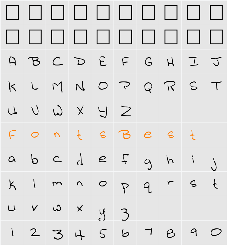 LEHN145 Character Map