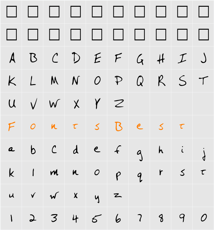 RogersHand Character Map