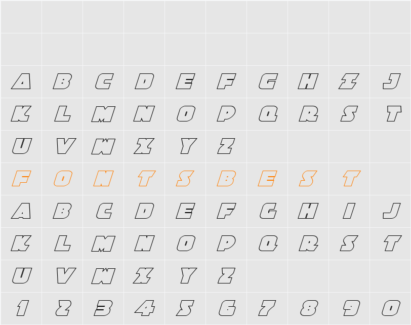 Jedi Special Forces Outline Italic Character Map