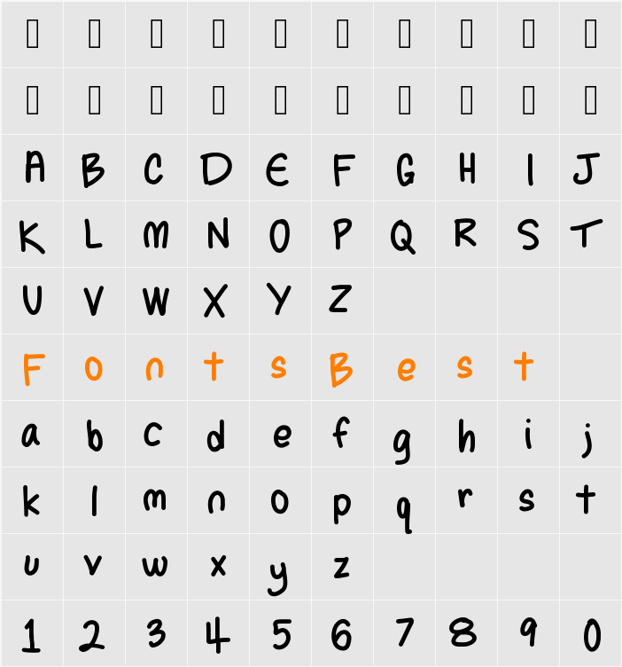 SelenesHandwriting1 Character Map