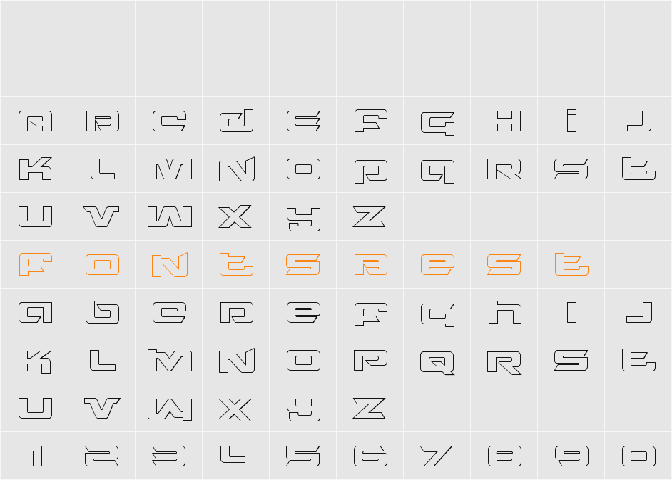 Northstar Outline Character Map