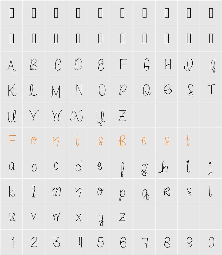 justbeautifulsimplicity Character Map