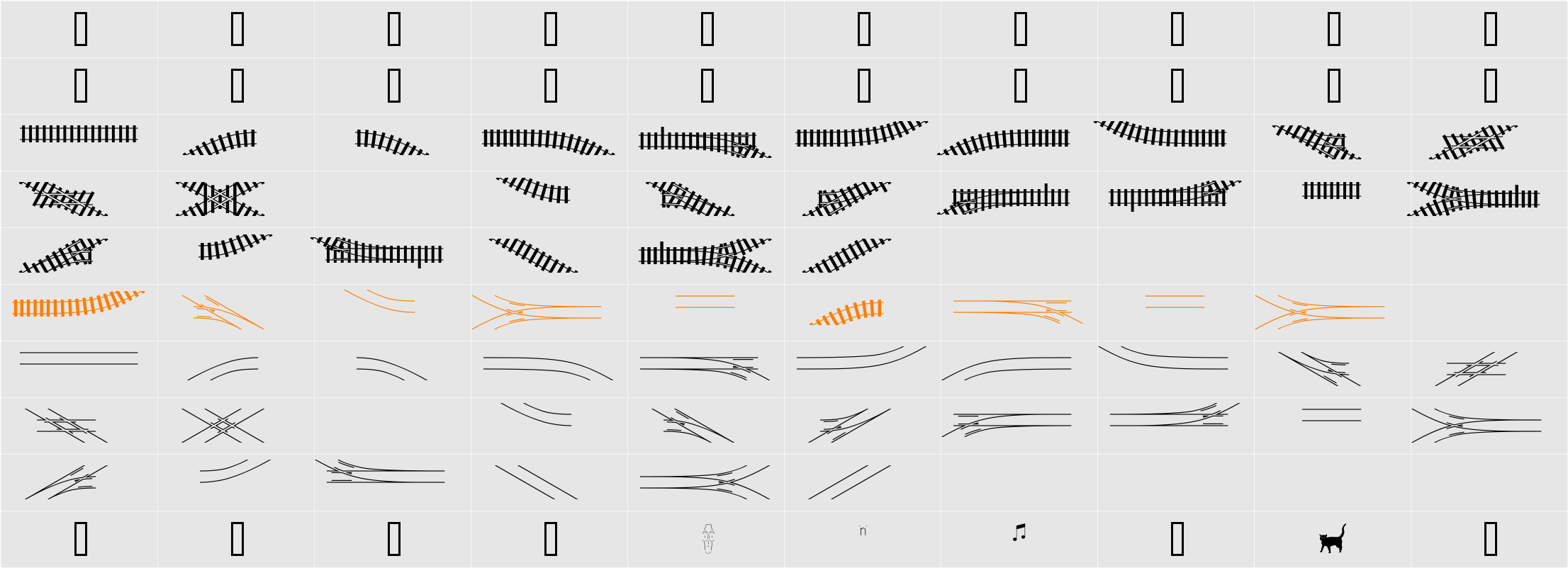 TrainTracks Character Map