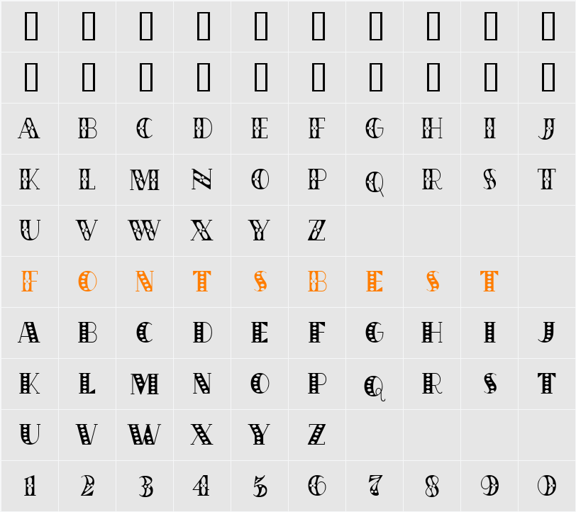 OakParkSpeckled Character Map