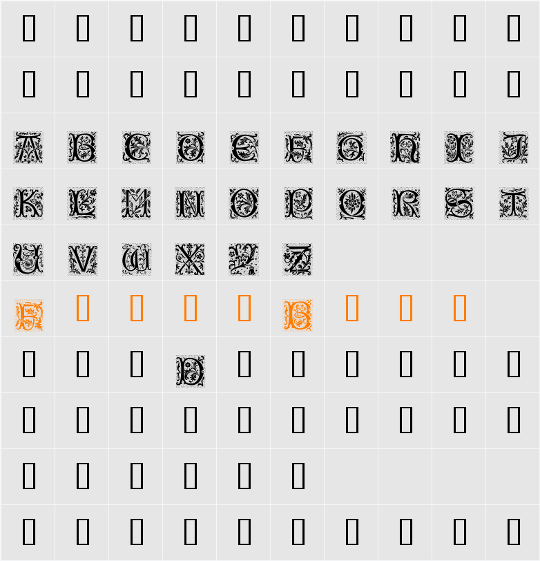 PetitFleur Light Character Map