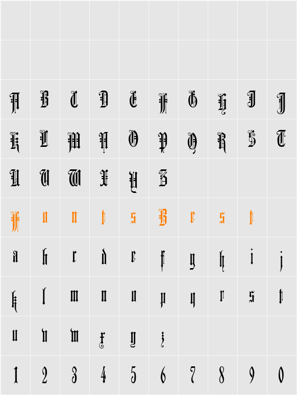 DurerGothic Character Map