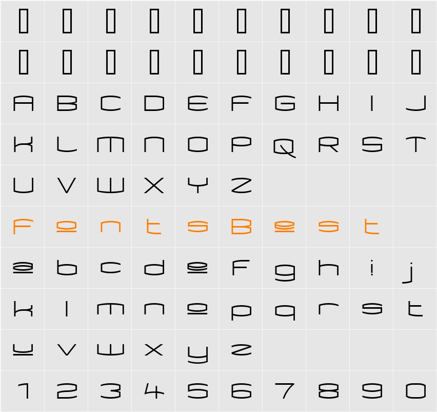 Kameleon Upper Character Map