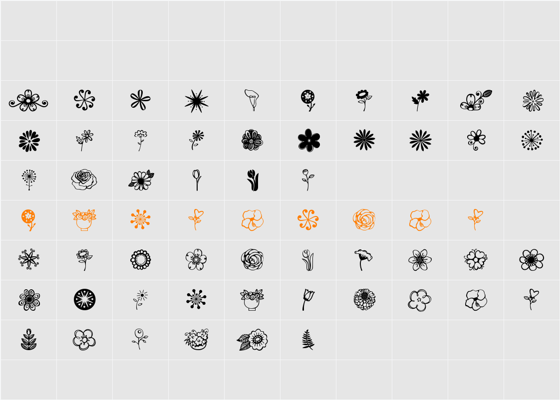 Janda Flower Doodles Character Map