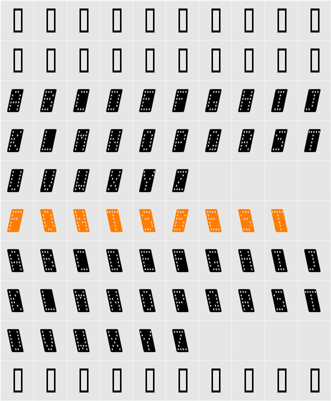 Domino smal kursiv Character Map