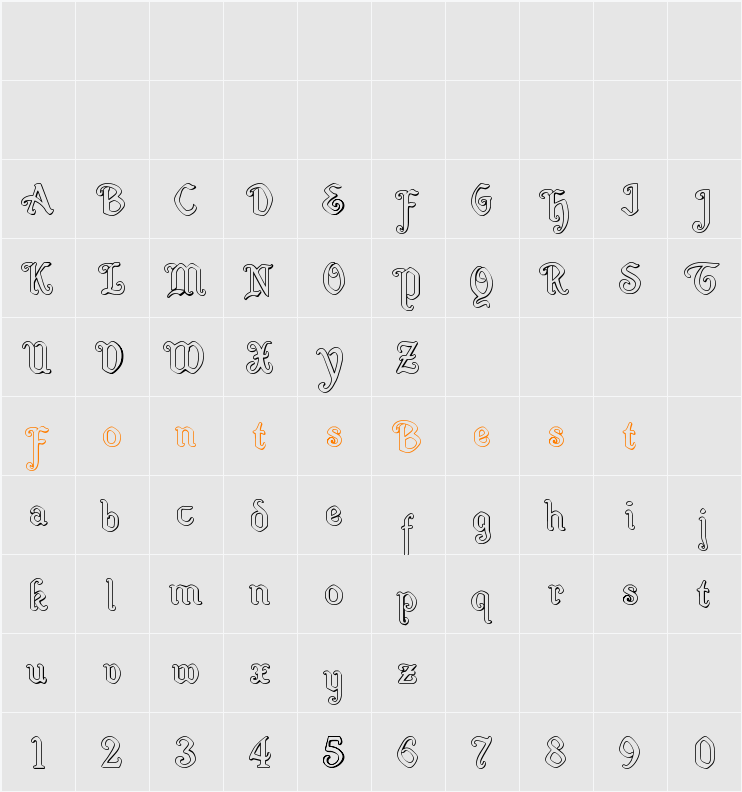 Quill Sword Outline Character Map