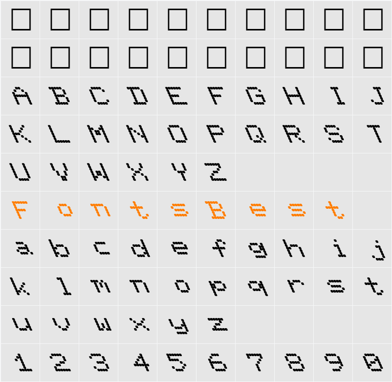 FZ DIGITAL 11 LEFTY Character Map