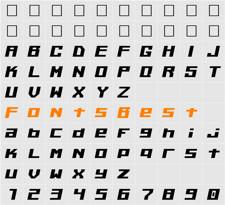 Kiloton Italic Character Map