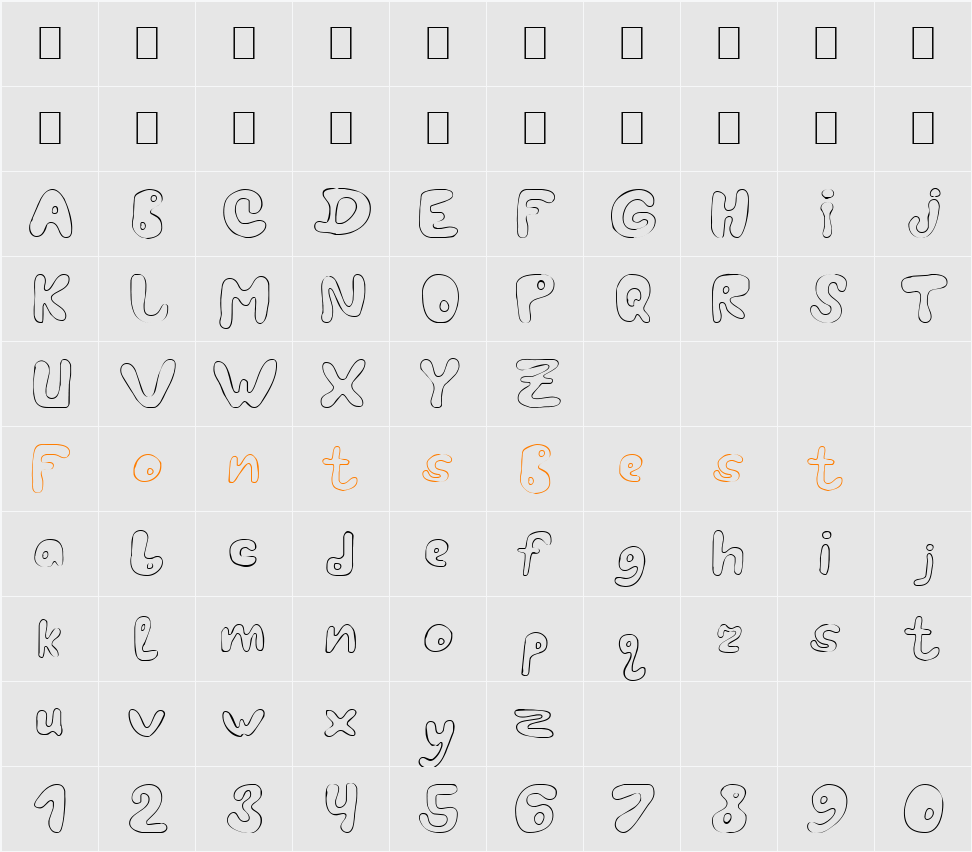 LC Blowzy Character Map