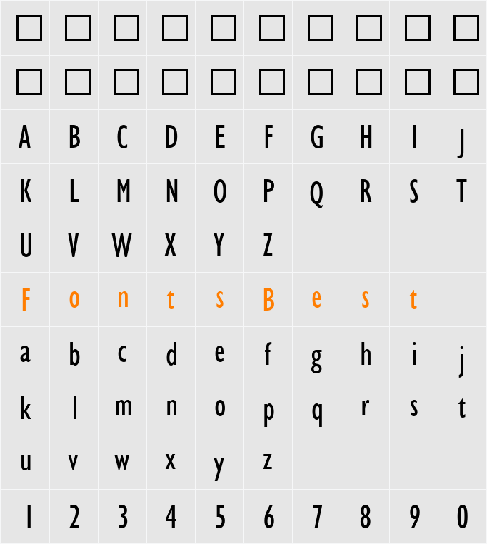 Gill Sans MT Condensed Character Map