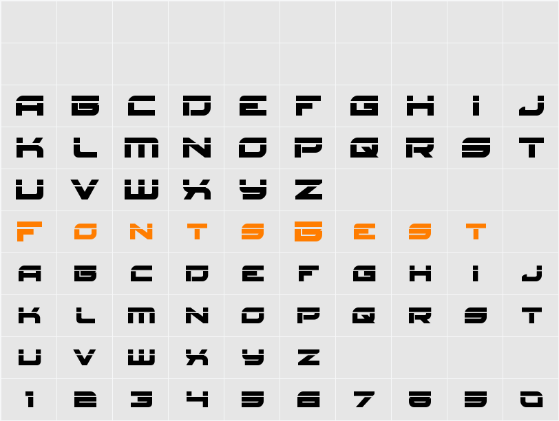 Red Rocket Laser Character Map
