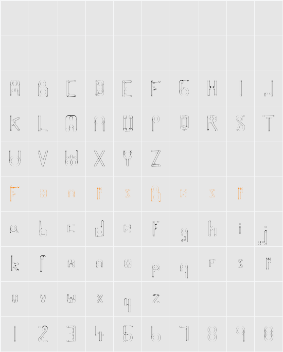 HelenBrown Outline Character Map