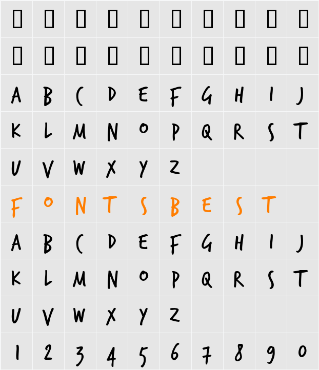 TrashHand Character Map